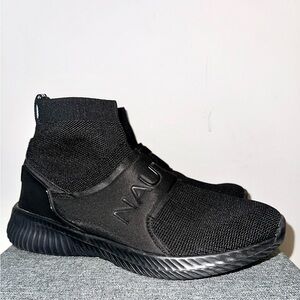 Nautica Mens High-Top Sock Sneaker with Extra Ankle Support Slip-On Black